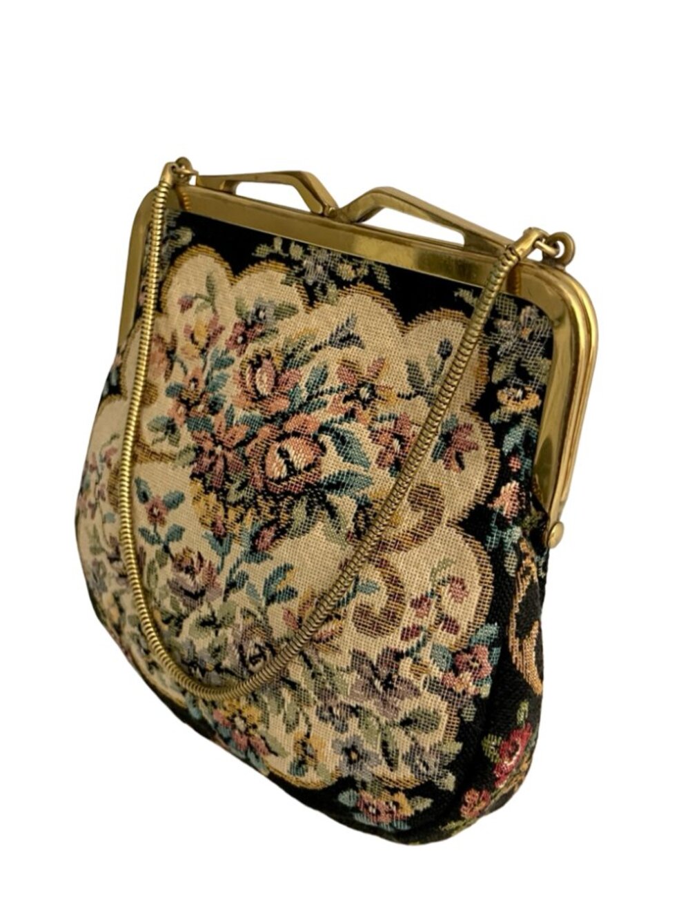Vintage Simpson's Floral Tapestry Evening Bag with Chain Strap - Picture 3 of 11